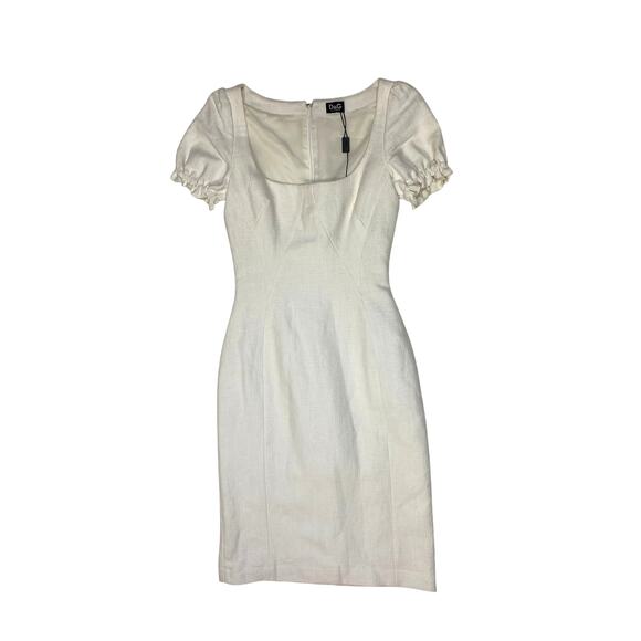 D&G Dolce & Gabbana White Structured Short Sleeve Dress - Picture 1 of 5